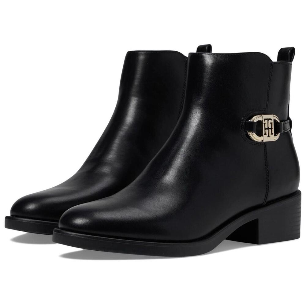 New Lauren Ralph Lauren Willa Boots Womens 5 Black Leather Square Toe Bootie